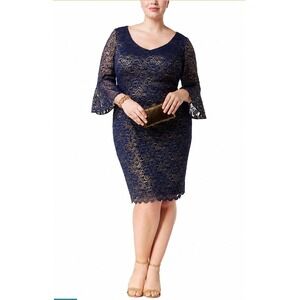 alex evenings bell sleeve dress Alex Evenings Women's Black Stud Illusion Bateau Neck Bell Sleeve Dress  Size 10